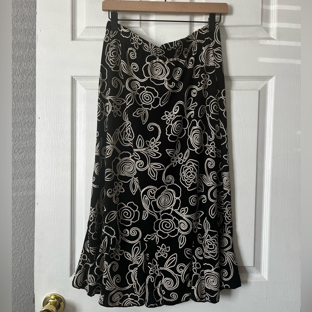 Black and White Floral Skirt